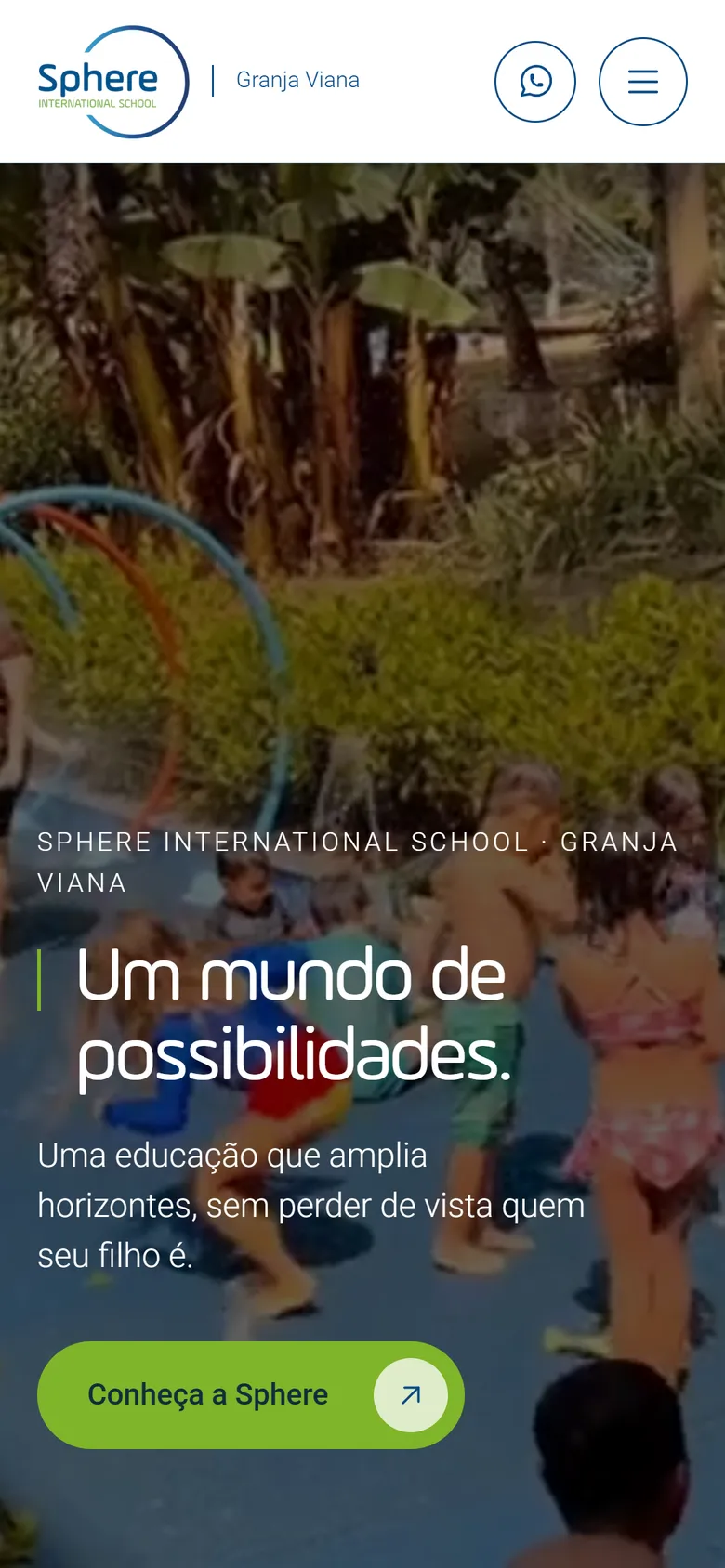 Site do Sphere International School no celular